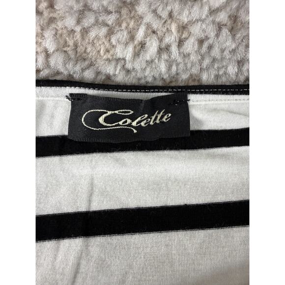 Colette Size M Striped 3/4 Sleeve Top White Casual Pullover Shirt - Picture 4 of 7